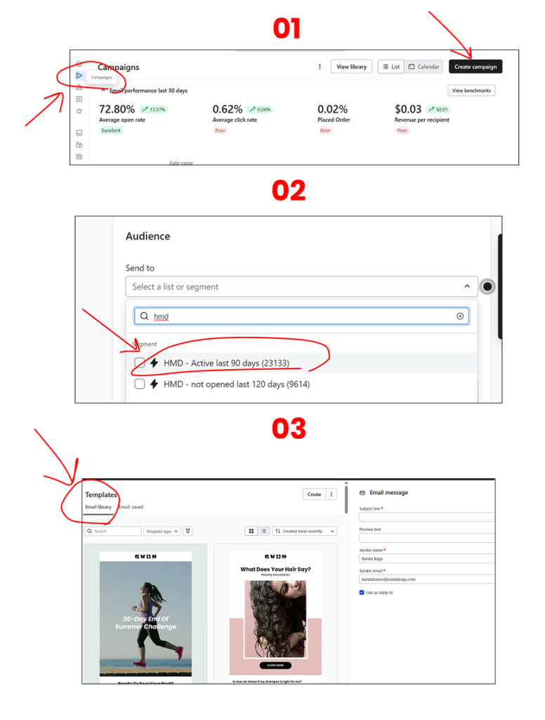 Klaviyo email campaign setup