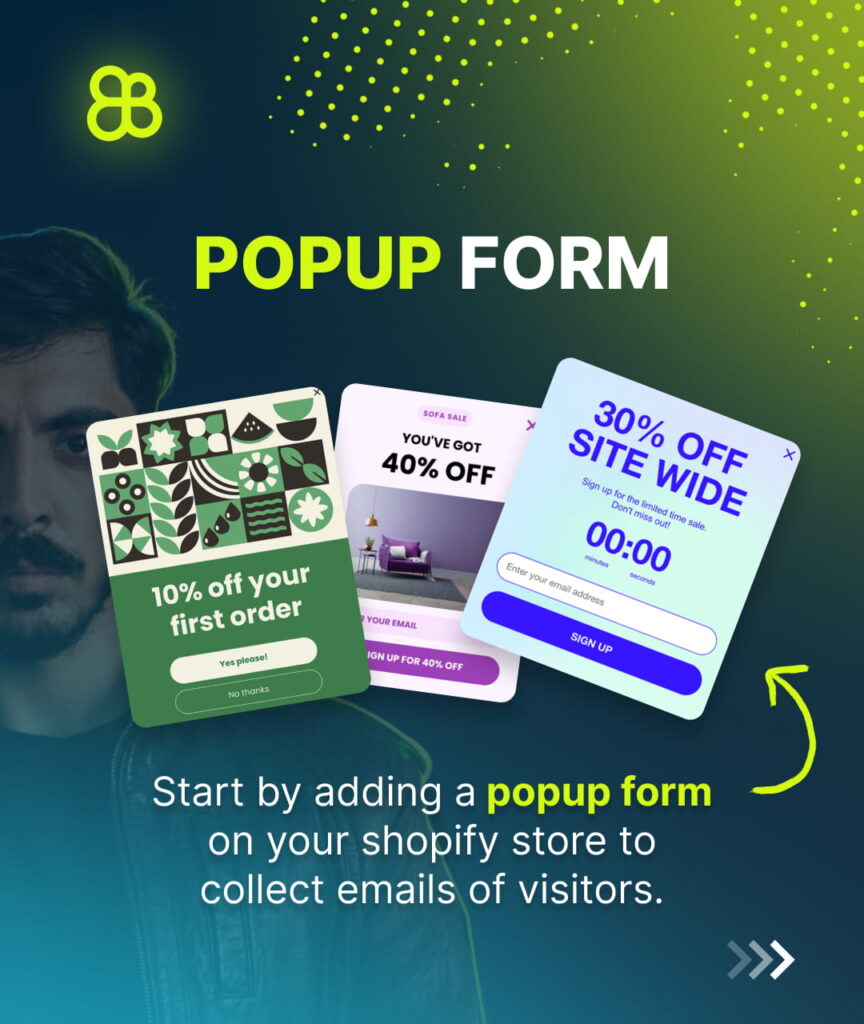 Shopify popup form example to collect emails and grow email list