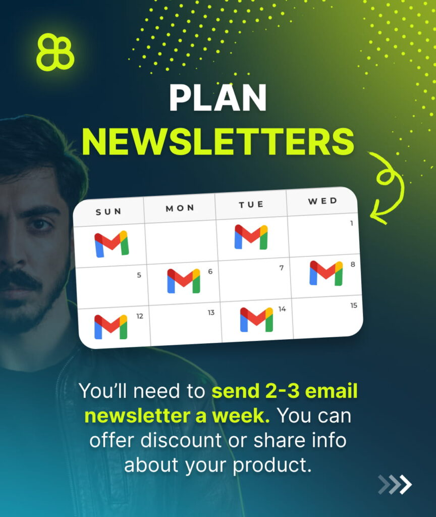 Email marketing campaign calendar sending 2 to 3 newsletters per week
